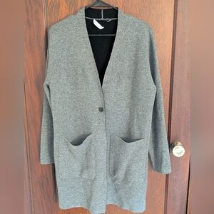 Kokun Gray Cashmere Wool Gray Long Sleeve Cardigan Size Medium